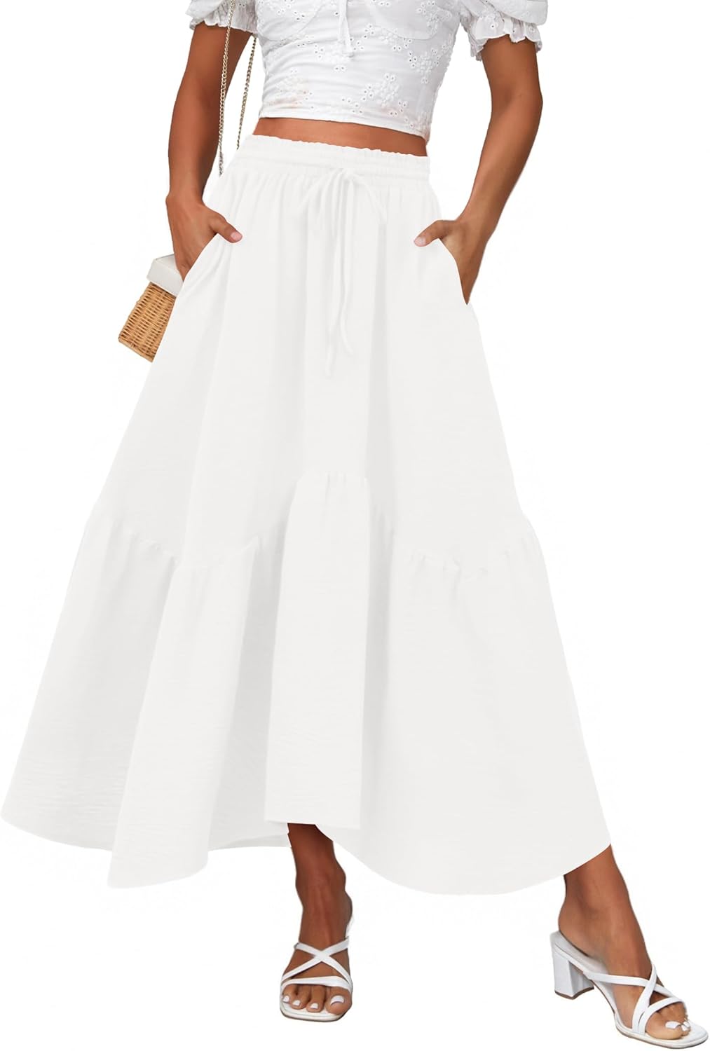Zeagoo Long Skirts for Women High Waist A Line Casual Flowy