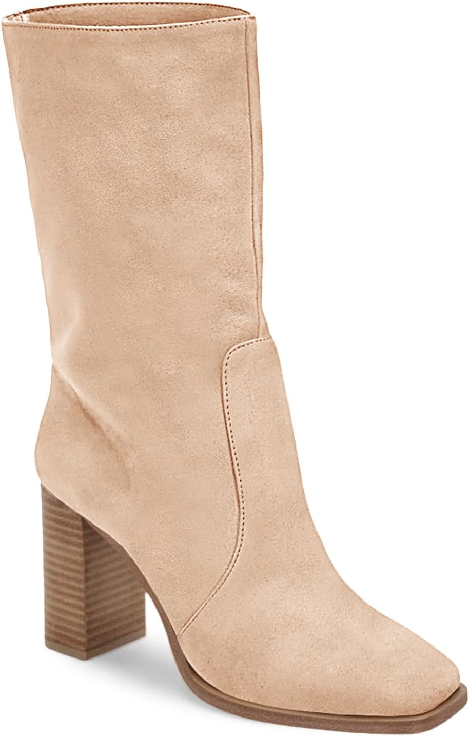 Juliet Holy Womens Mid-calf Boots with Chunky Stacked Heel