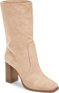 Womens Mid-calf Suede Boots with Chunky Block Heel - Comfortable