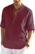 COOFANDY Cotton Linen Henley T-Shirts for Men's Casual Outfits