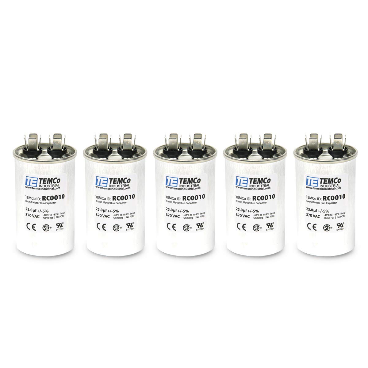 5 Pack 25 uF Run Capacitor for HVAC AC Fan and Motor Applications