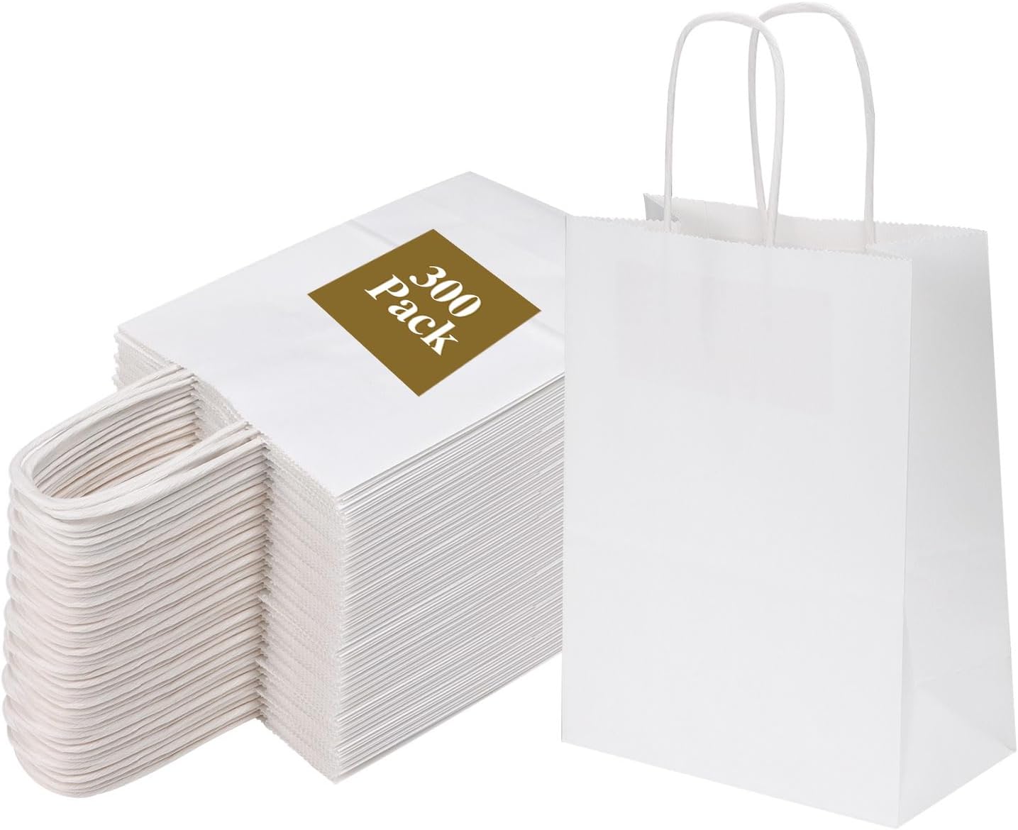 Joybe 300 Pack Small White Paper Bags with Handles