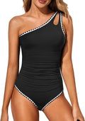 One Shoulder One Piece Swimsuit for Women - Tummy Control (Style WJ4F)
