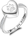 Paw Print Urn Ring for Ashes - Sterling Silver Memorial