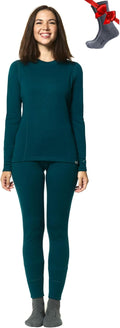 Merino Wool Base Layer Women Set - Heavyweight Merino Thermal Women's