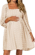 Ofenbuy Women's Long Sleeve Maternity Dress Square Neck - Flowy Casual