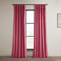 Dark Pink Velvet Room Darkening Curtain Panel 50W x 84L - Plush Drapes