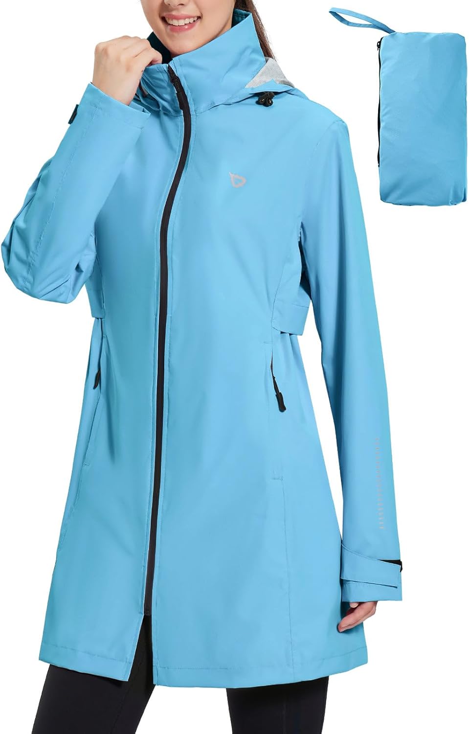 Baleaf Women's Long Rain Coat Packable Waterproof Windbreaker