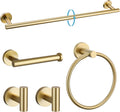 TURS Brushed Gold 5 Piece Bathroom Hardware Set - Complete Towel Bar