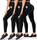 FULLSOFT 3 Pack Leggings for Women with Pockets and Comfort