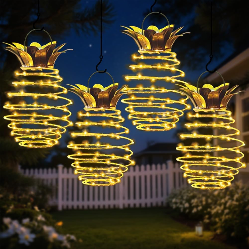 4 Pack Outdoor Solar Hanging Lantern Lights for Garden Decor