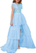 GRACE KARIN Girls Sequin Ruffle Party and Pageant Maxi Dress