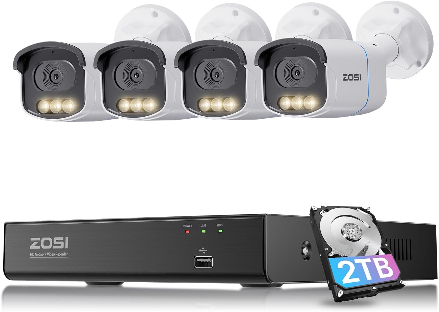ZOSI 4K 8MP 8CH PoE Security Camera System with Night Vision
