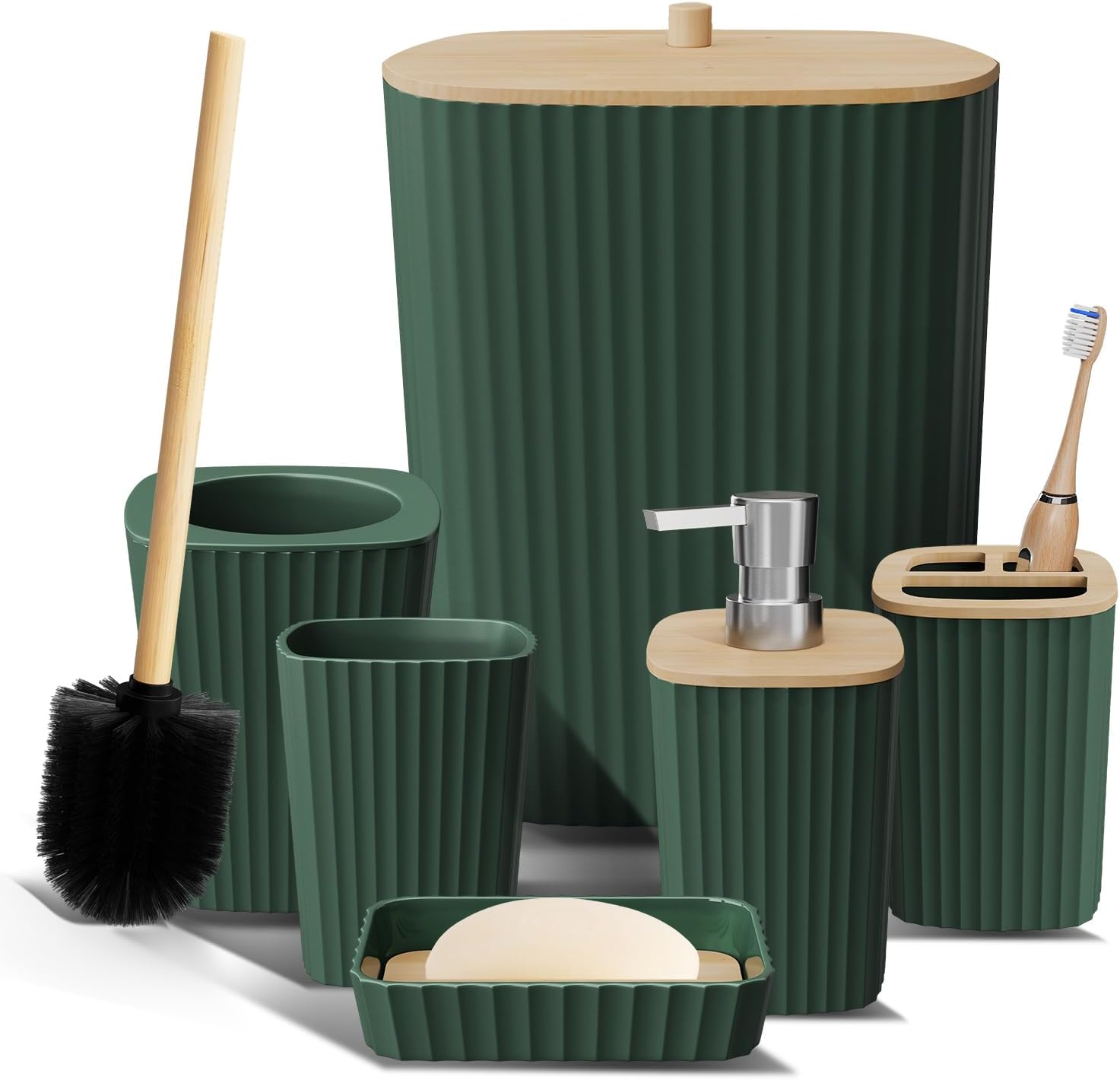 Hunter Green Bathroom Accessories Set for Stylish Organization
