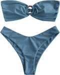 ZAFUL Women's Bandeau Bikini O Ring High Cut Two Piece - Flattering