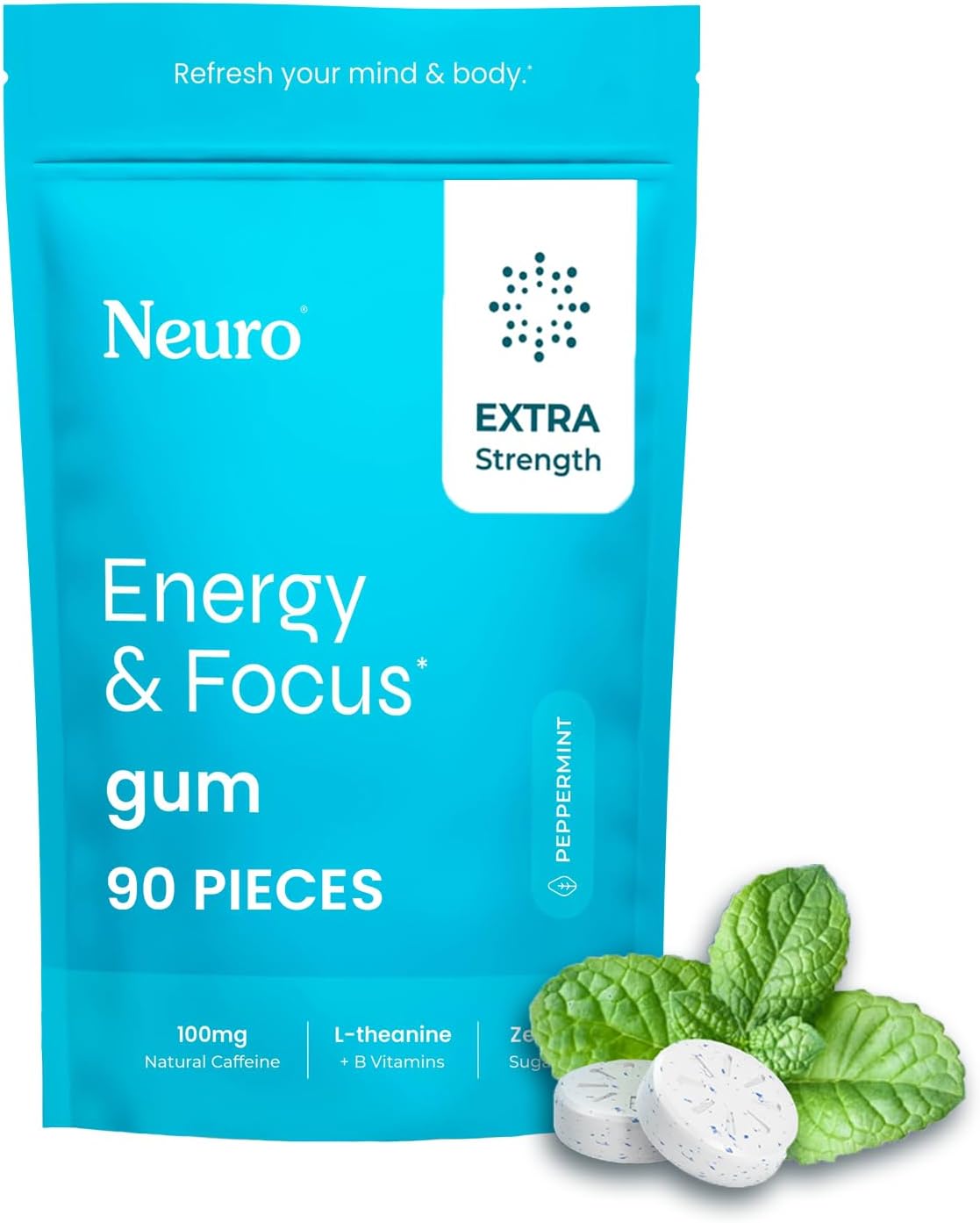 Neuro Energy & Focus Gum - Extra Strength Caffeine Supplement