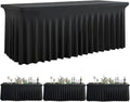 Outpain Black Spandex Tablecloth for 8 ft Rectangle Tables - 3 Pack