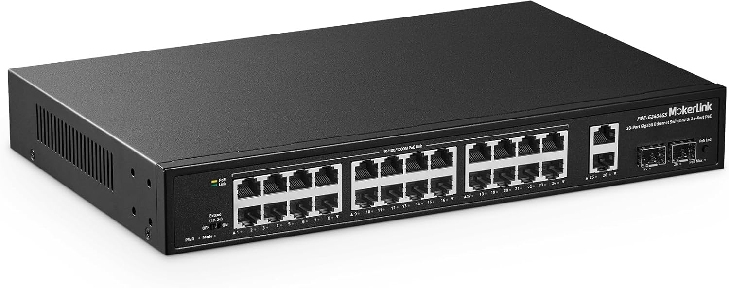 MokerLink 28 Port Gigabit PoE Switch for Reliable Networking