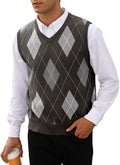 Slim Fit V Neck Argyle Knit Vest for Men's Casual Style