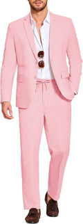 COOFANDY Men's 2 Piece Linen Suits Set Regular Fit Casual
