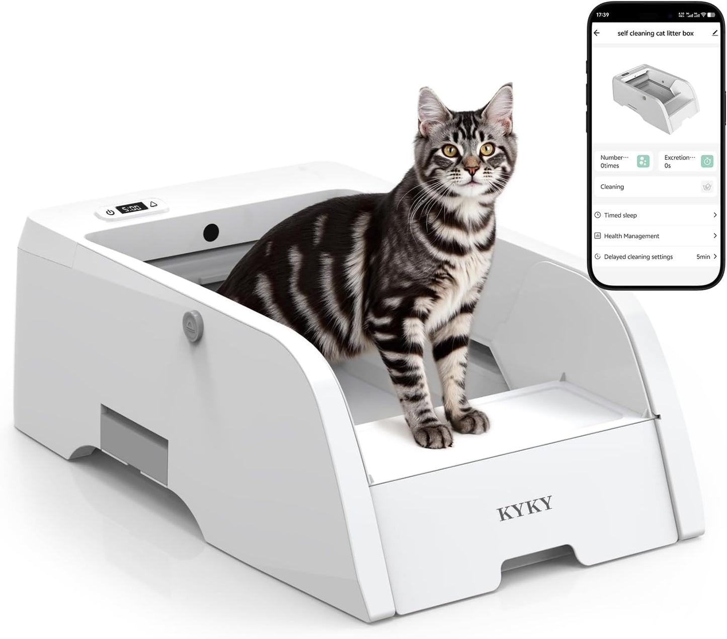 Self Cleaning Litter Box with APP Control for Multiple Cats