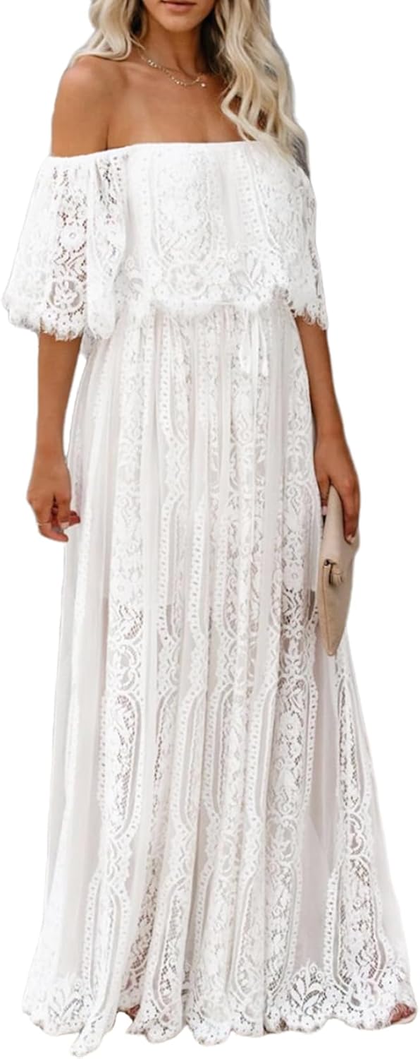 Stunning Off The Shoulder Floral Lace Maxi Dress for Any Occasion