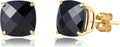 14K Yellow Gold 8MM Cushion Cut Onyx Stud Earrings for Women