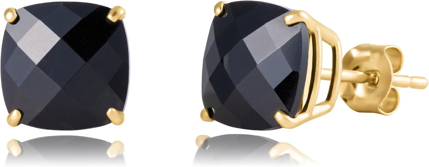 925 Sterling Silver Cushion Cut Gemstone Stud Earrings for Women