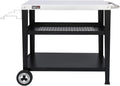 Rolling Dining Table with Trash Bag Holder - Outdoor Prep Cart
