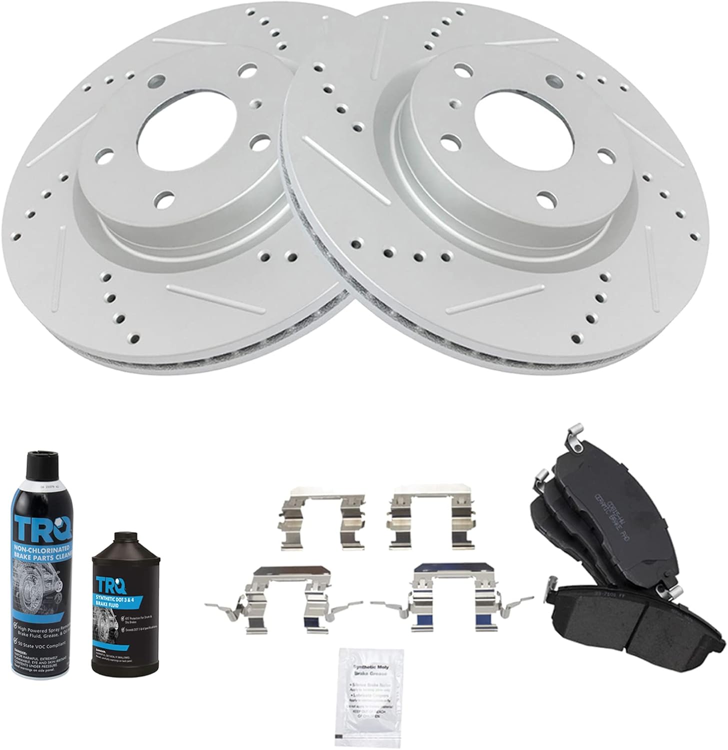 TRQ Front Performance Brake Pad & Rotor Kit for G35 & 350Z