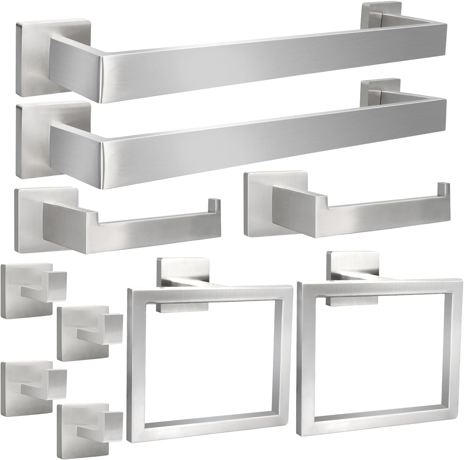 10pcs Bathroom Hardware Set with 16in Towel Bar and Hooks