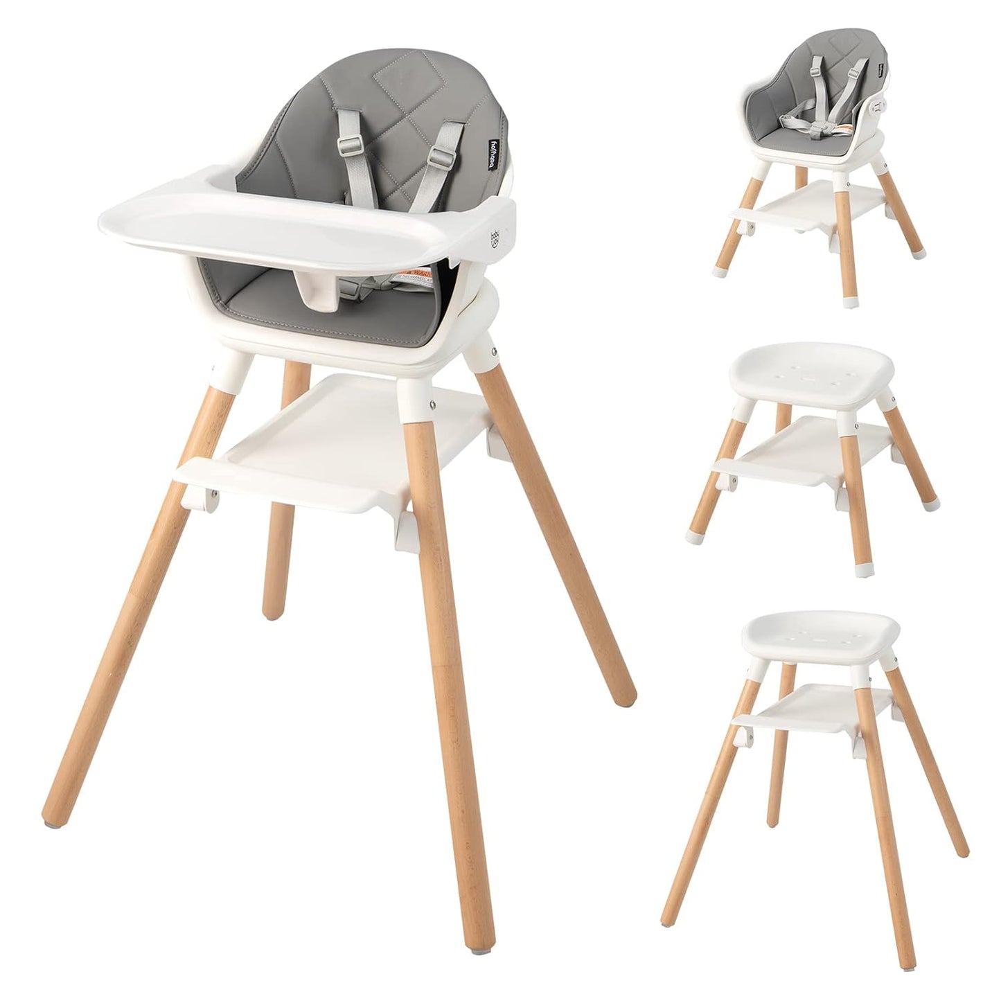 6 in 1 Convertible Wooden High Chair for Babies & Toddlers