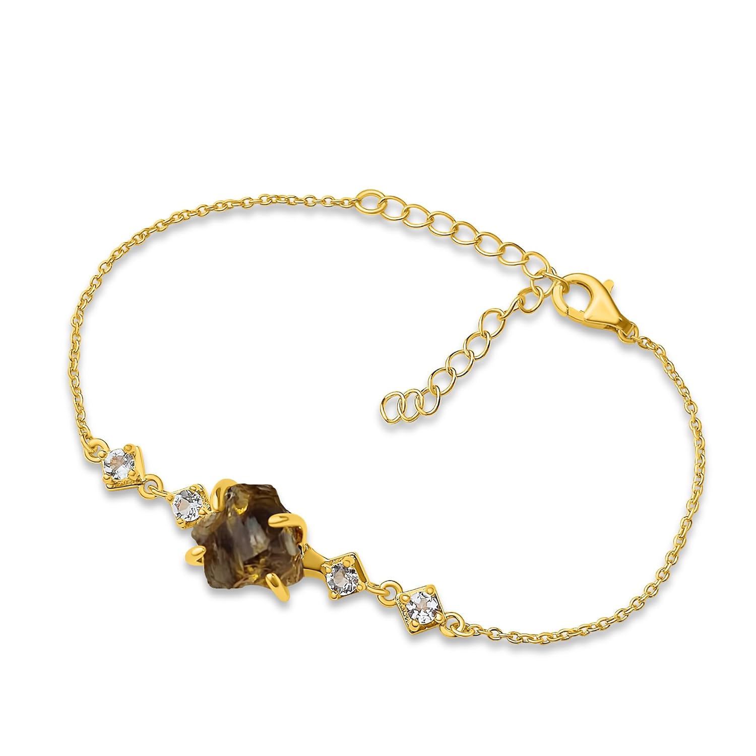 Raw Smoky Quartz Crystal Chain Bracelet for Unique Gifts