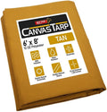 6 ft x 8 ft Tan Canvas Tarp 12oz Heavy Duty Water Resistant - Durable