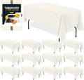 BIGTONE 12 Pack Ivory Rectangle Tablecloth 60 x 126 in - Durable