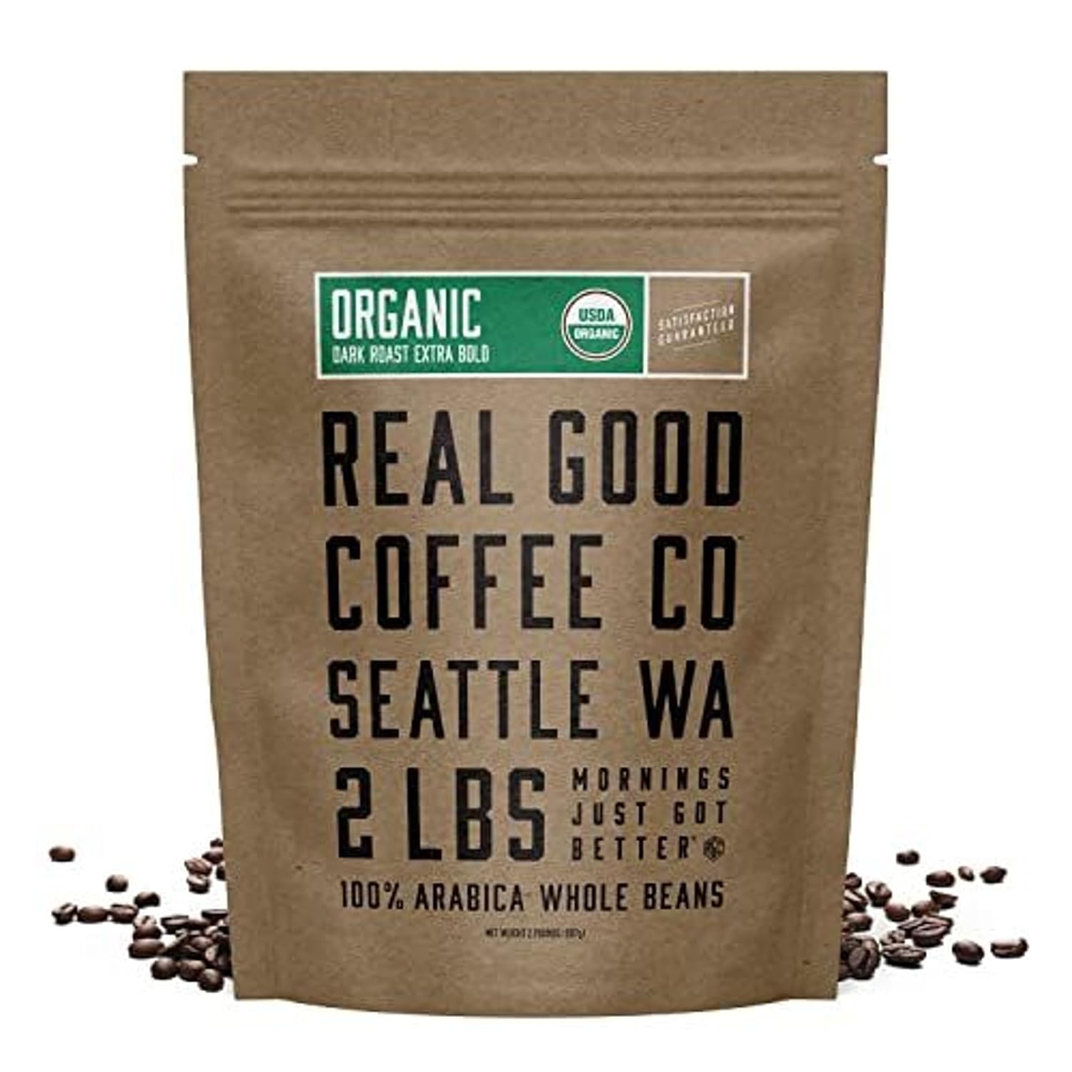 Real Good Organic Dark Roast Coffee - 100% Arabica Whole Beans