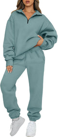 AUTOMET Women's Sweatsuits 2 Piece Outfits - Cozy Half Zip Lounge Set