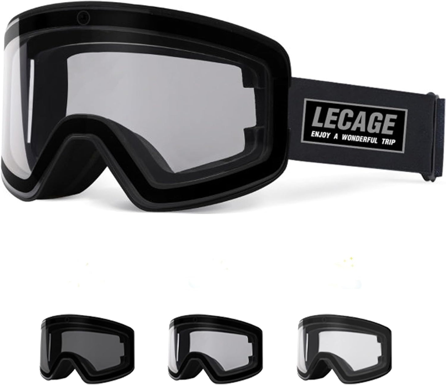 LECAGE Photochromic Ski Goggles - Clear Vision Anywhere!