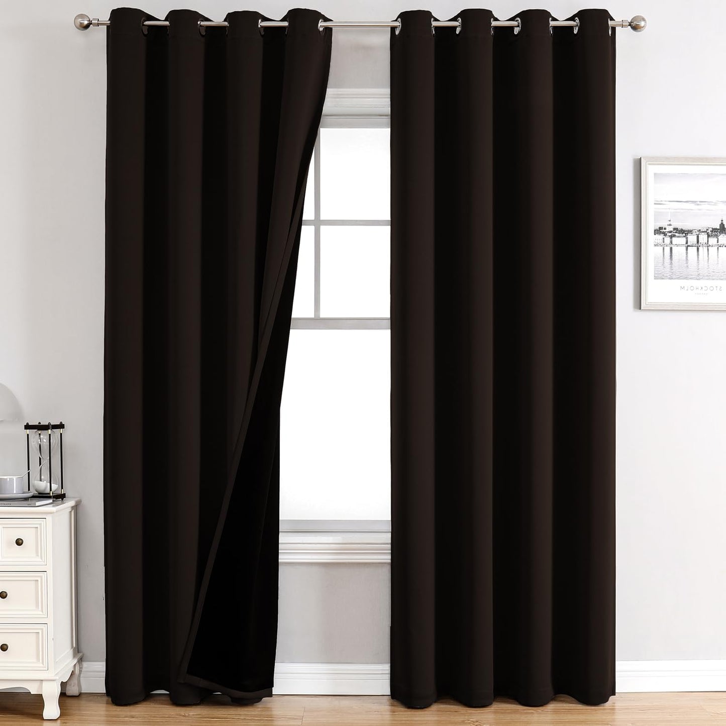 ChrisDowa 100% Blackout Curtains for Bedroom Total Blackout