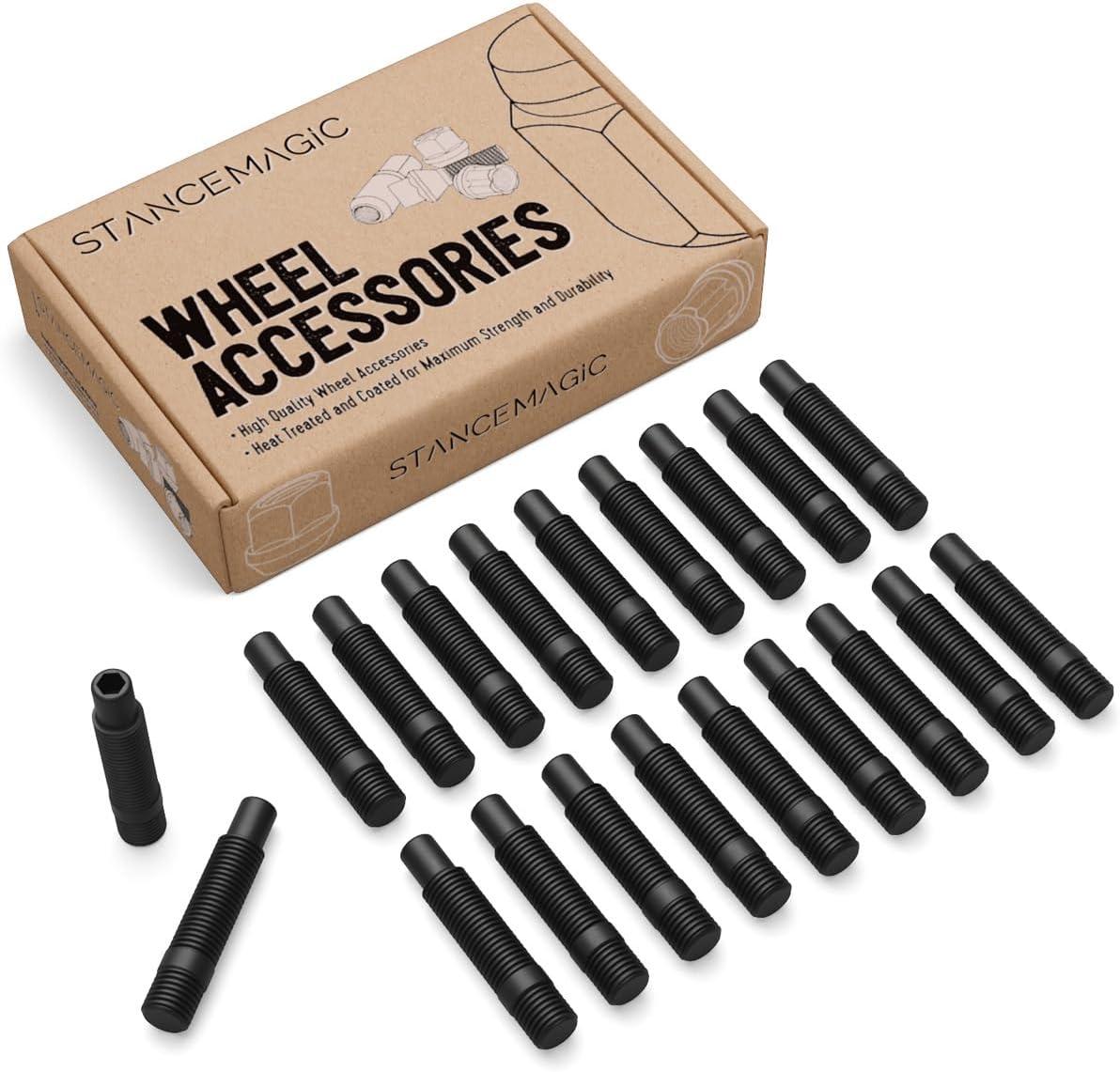 20pcs Black Wheel Stud Conversion for BMW Models by StanceMagic
