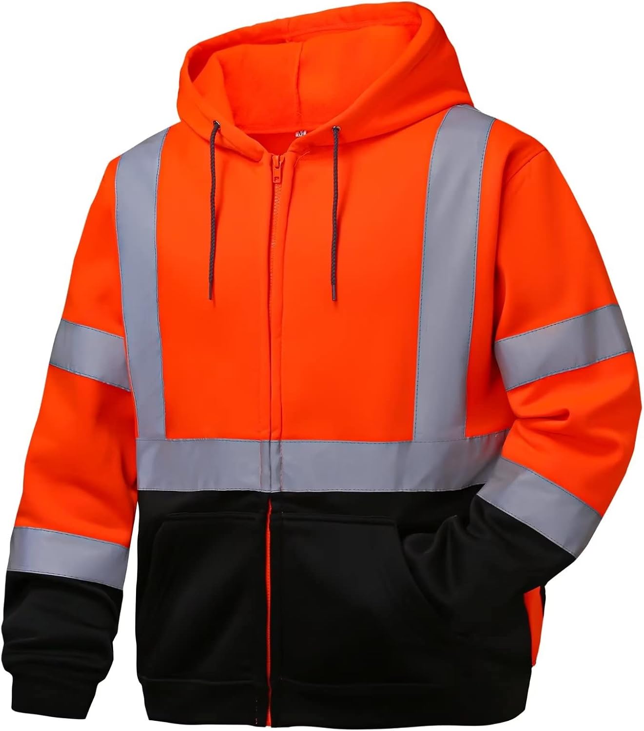 High Visibility Hoodie for Men, Class 3 Reflective Safety Wear