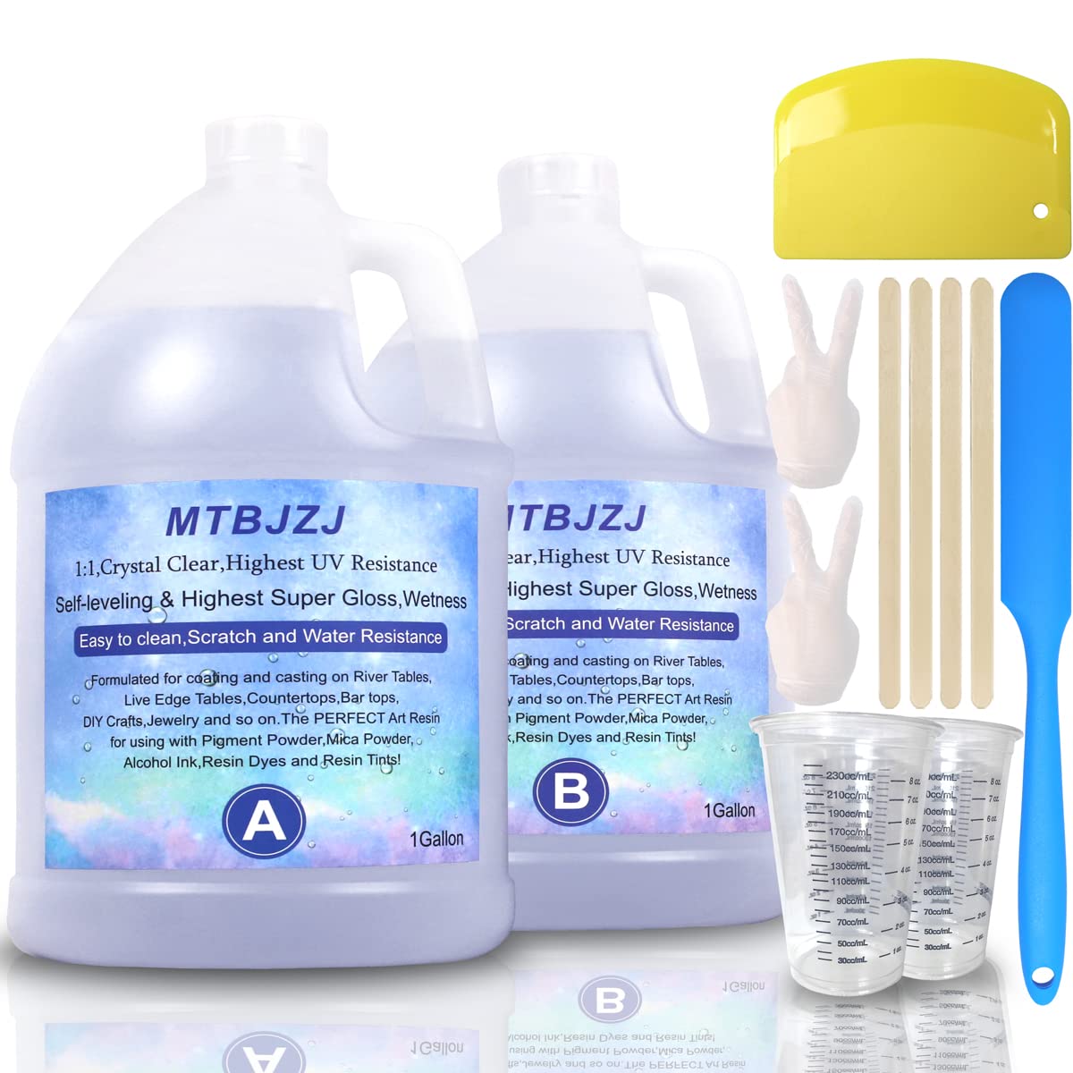 MTBJZJ Epoxy Resin 2 Gallon Kit for DIY Jewelry and Crafts