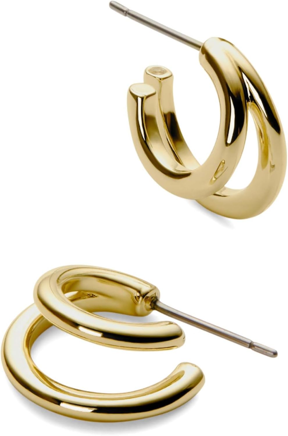 Ana Luisa Double Hoop Earrings - 14K Gold Plated Chic Style