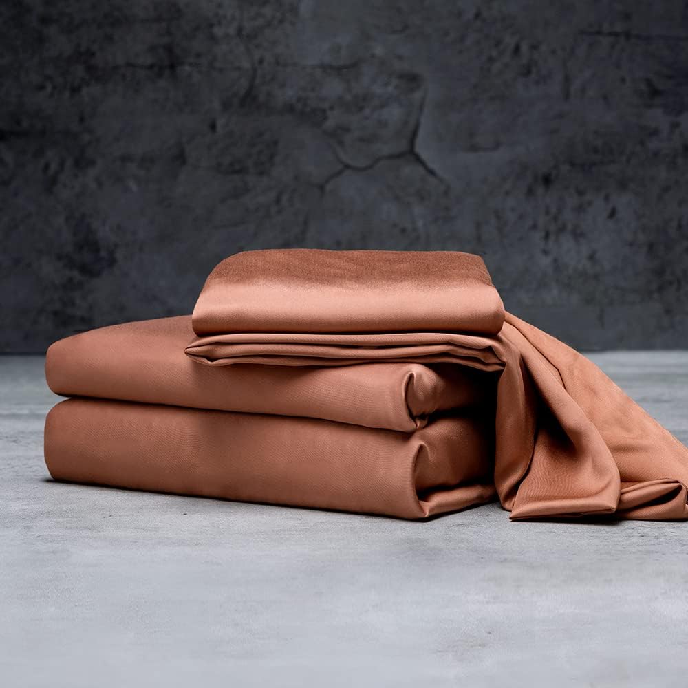 LUXOME Luxury Sheet Set - 100% Rayon from Bamboo in Terracotta