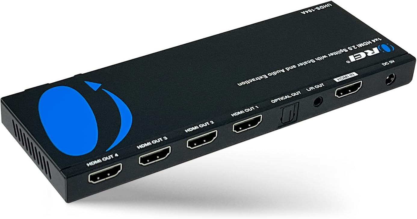 OREI 1x4 HDMI Splitter with Scaler and Audio Extractor Features