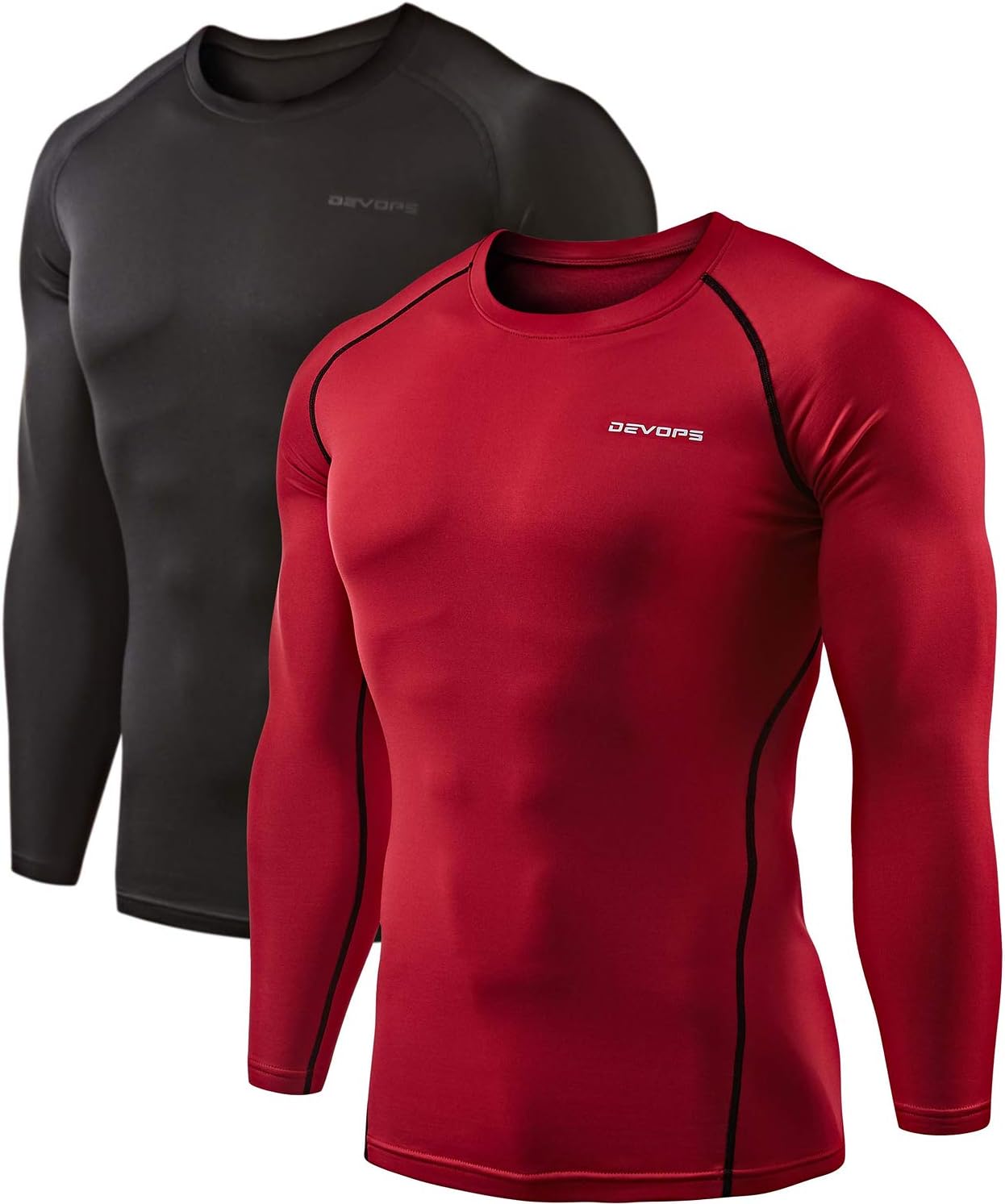 DEVOPS Men's Thermal Long Sleeve Compression Shirts for Comfort