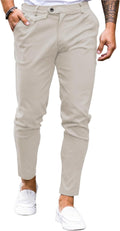 Mens Chinos Slim Fit Tapered Stretch Cotton Pants - Slim Look