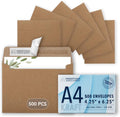 MOS A4 Kraft Envelopes 4.25 x 6.25 in 500 Pack - Heavyweight Self-Seal