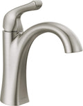 Delta Arvo Brushed Nickel Bathroom Faucet Single Hole - Spotshield