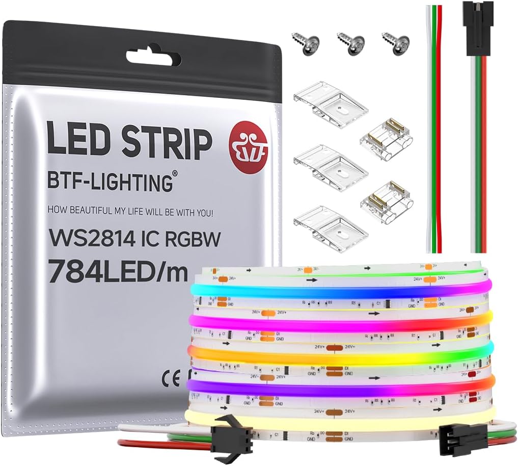 BTF-LIGHTING FCOB WS2814 RGBW LED Strip for Vibrant Indoor Decor